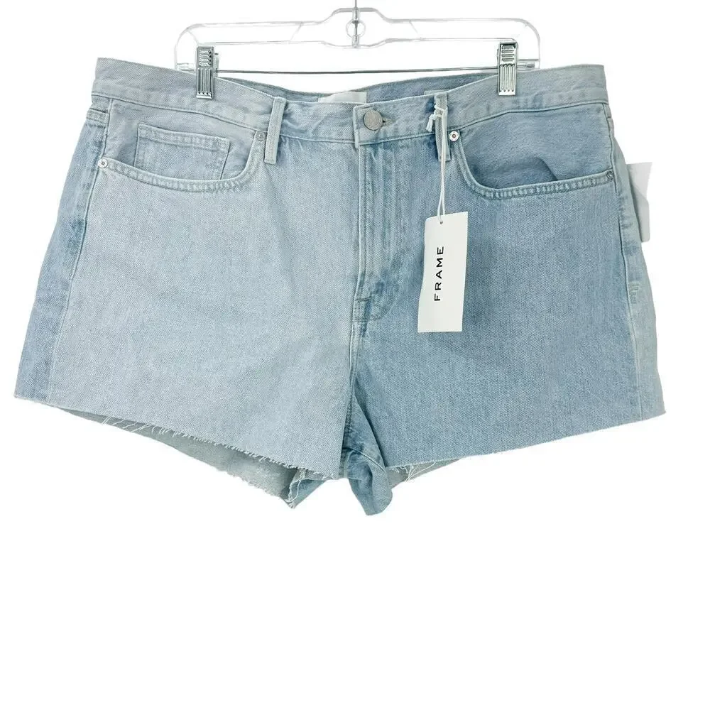 Frame Women's Le Brigette Denim High Rise Mini Short in Soap Size 34 NWT